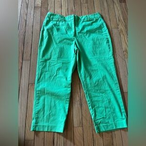 talbots cropped Stretch pants Women’s Size 16 Apple Green Button Casual Comfort
